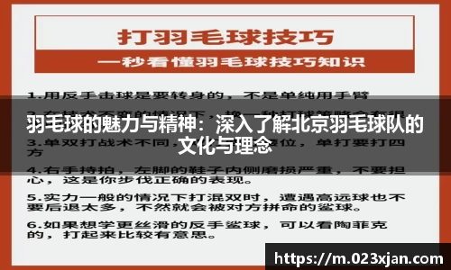 羽毛球的魅力与精神：深入了解北京羽毛球队的文化与理念
